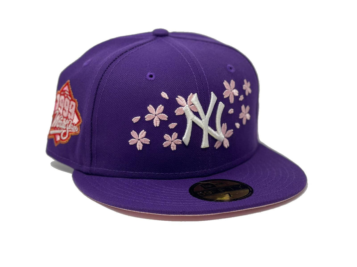 purple and pink fitted hat