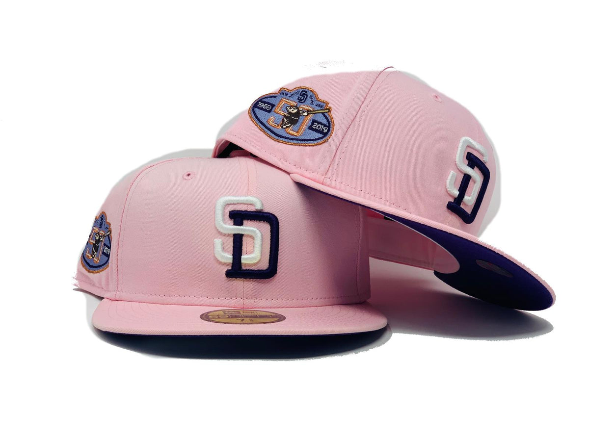 SAN DIEGO PADRES 50TH ANNIVERSARY LIGHT PINK PURPLE BRIM NEW ERA FITTE