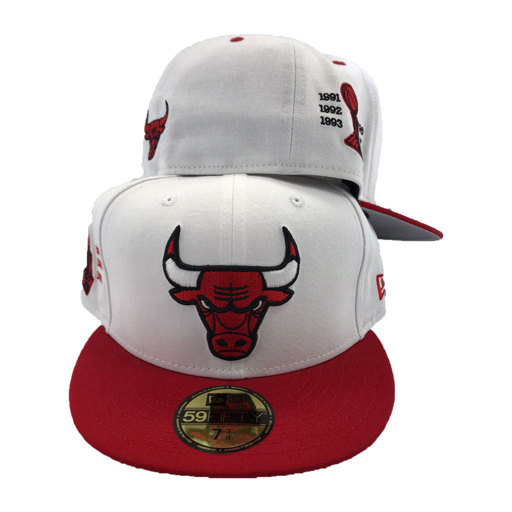 Chicago Bulls White On Black New Era 59FIFTY Fitted Hat 