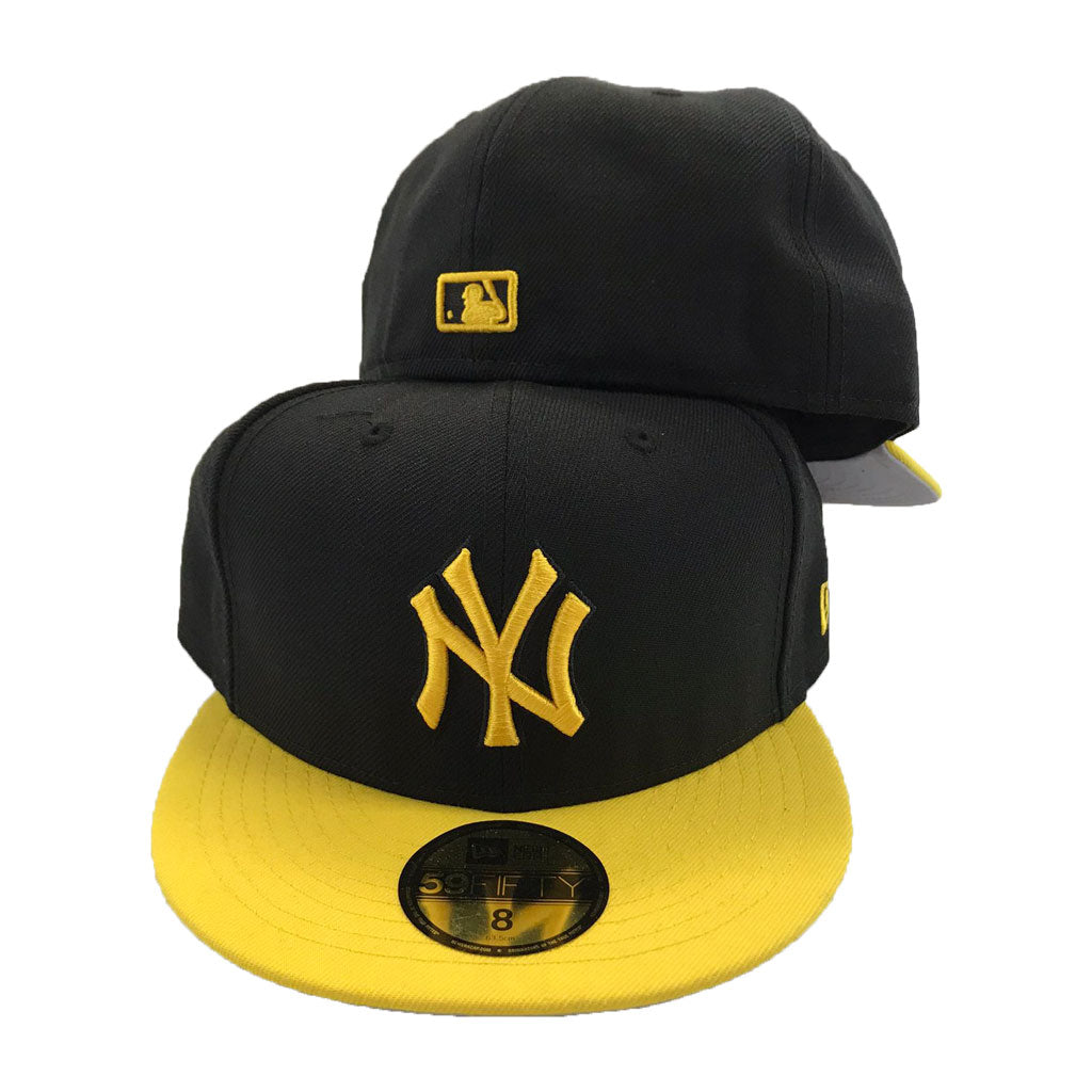 black and yellow yankee fitted