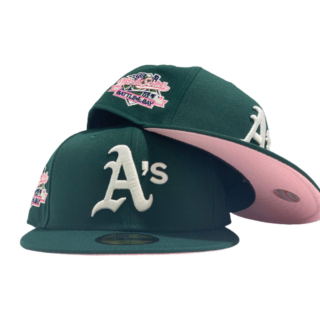 green and pink fitted hat