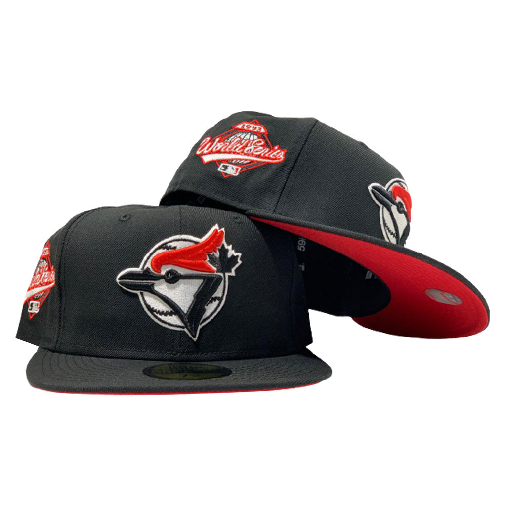 black and red blue jays hat