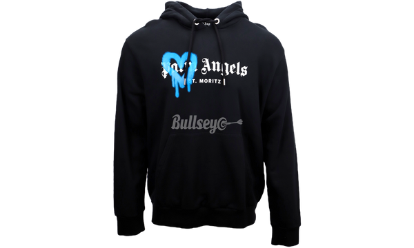 Palm Angels St. Moritz Heart Sprayed Logo Black/Blue Hoodie-Bullseye Sneaker emulate Boutique