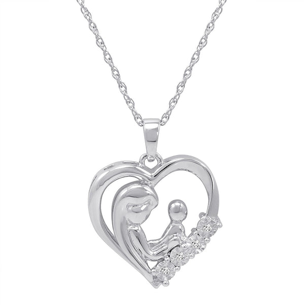1CT Diamond elephant 925 Sterling Silver Chain 18" necklace Love Heart MOM-NL139