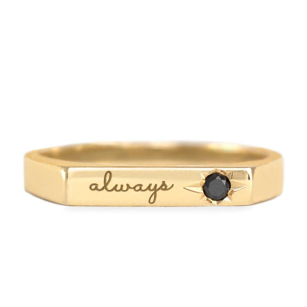 engraved charlotte ring with black diamond
