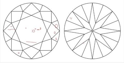 Example of inclusions in diamonds