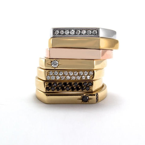 gold and diamonds rings stacking