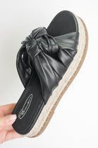 Black PU Knot Front Flatform Espadrille Sandals