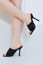 Black Double Ruched Front Heels