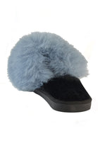 Grey Fluffy Faux Fur Slider Slippers