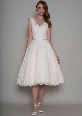 Rose is a Vintage inspired Fifties tea length wedding dress