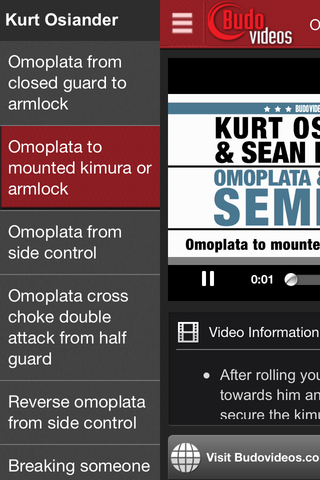 Kurt Osiander & Sean Roberts Seminar - Omoplata and Triangle Chokes - ipad landscape menu image