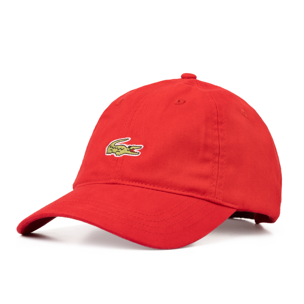 red lacoste hat