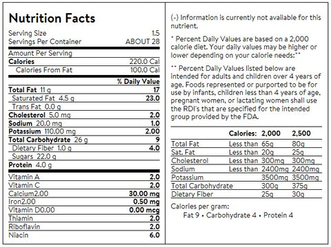 Nutrition facts for MMs Peanut Milk Chocolate Candy