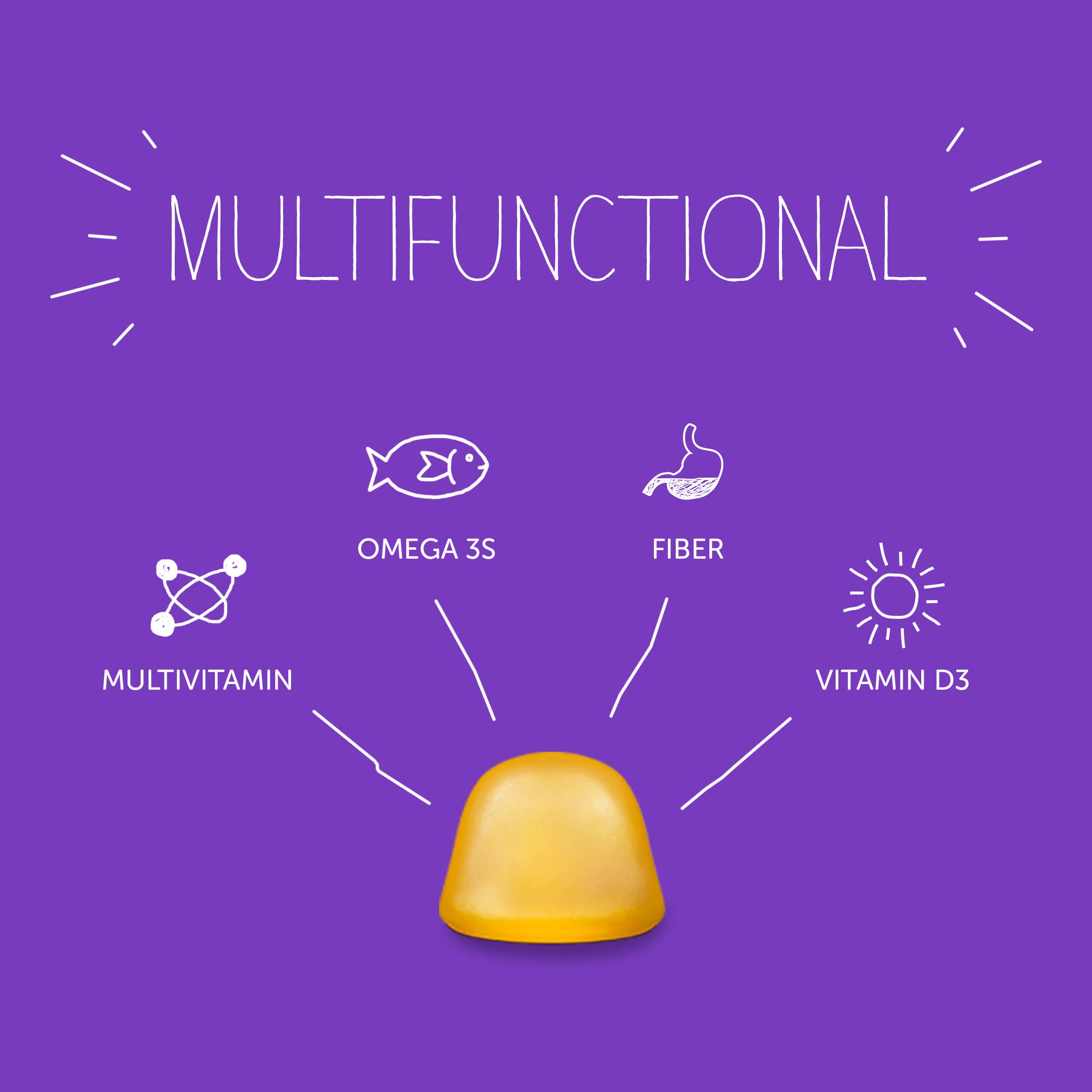 Multifunctional - multivitamin Omega 3 S, fiber, vitamin D3