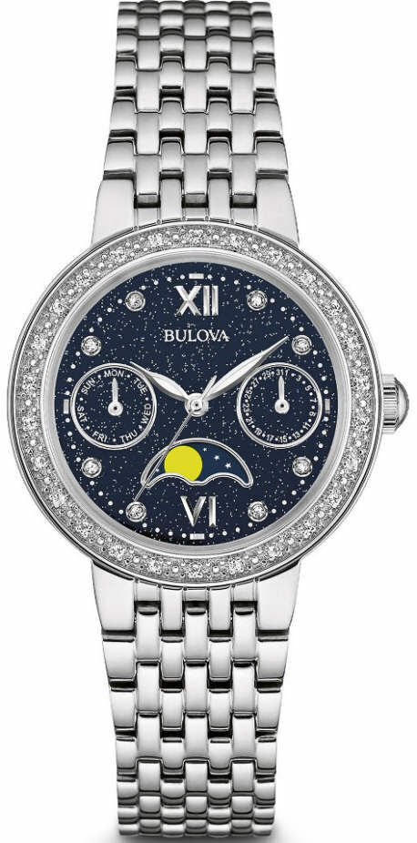 Bulova Classic Chronograph Quartz Diamond Blue Dial Ladies Watch