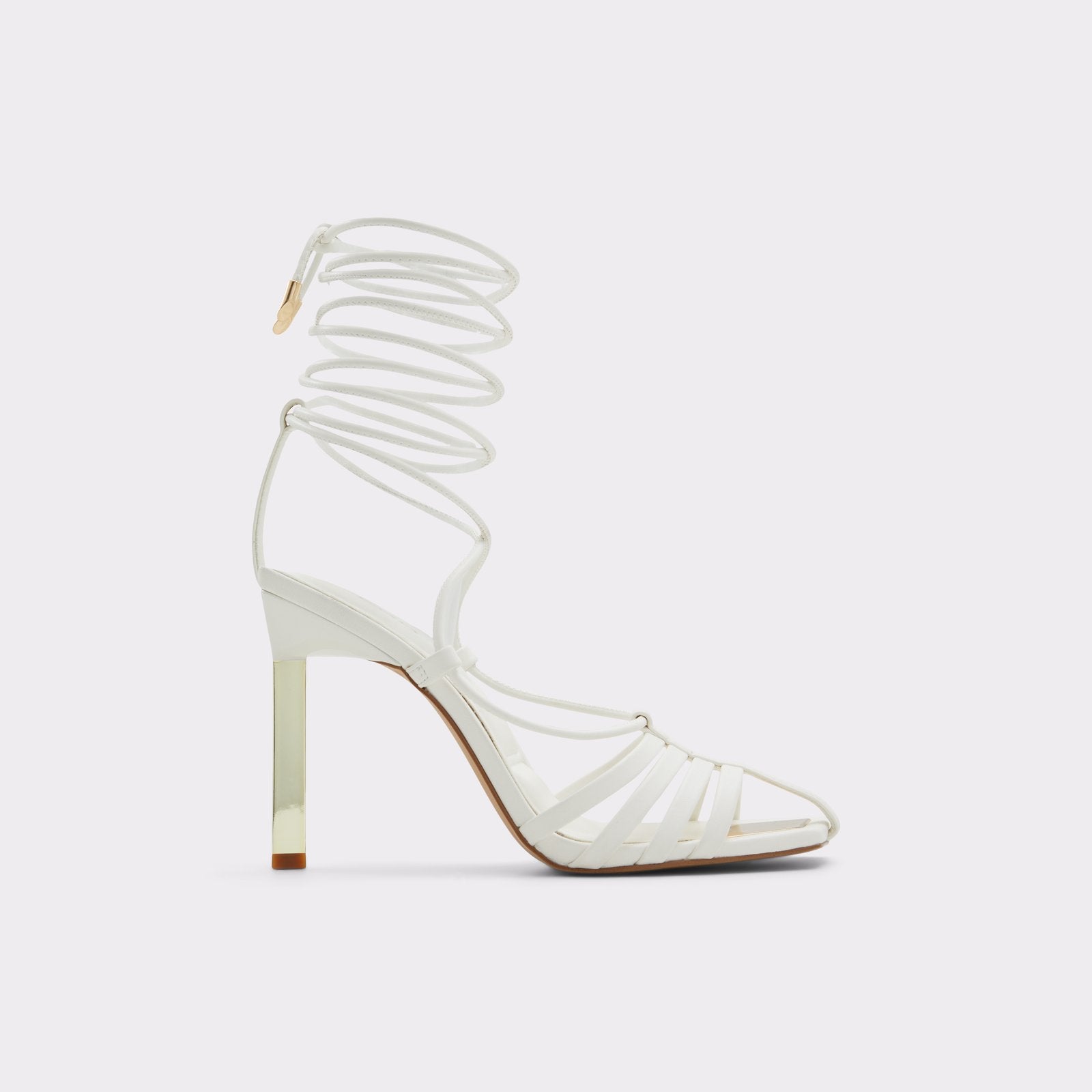 Aldo Women’s Pillow Walk Comfortable Lace Up Heeled Sandals Luweth (White)