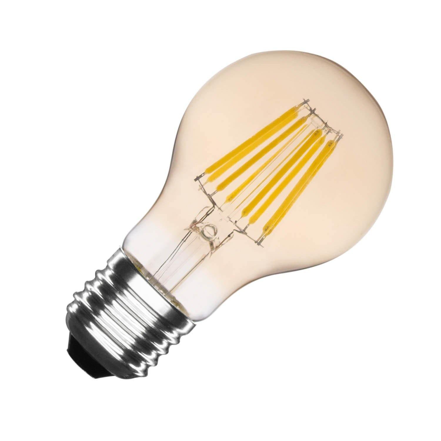 A60 E27 6W classic gold LED lamp Dimbaar —