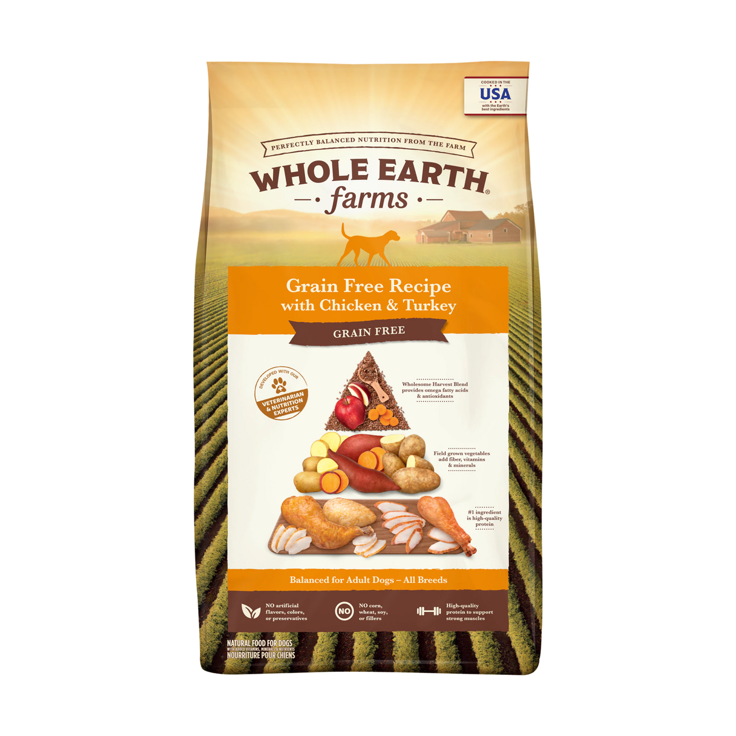 Whole Earth Farms Grain Free Recipe with Chicken and Turkey Dry Dog Food, 4-lb Bag