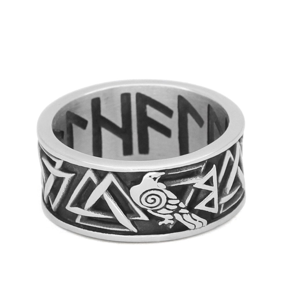 65-75 Maxi Runen Wikinger Hugin Munin Odins Raben Ring mit Runen aus Bronze Gr