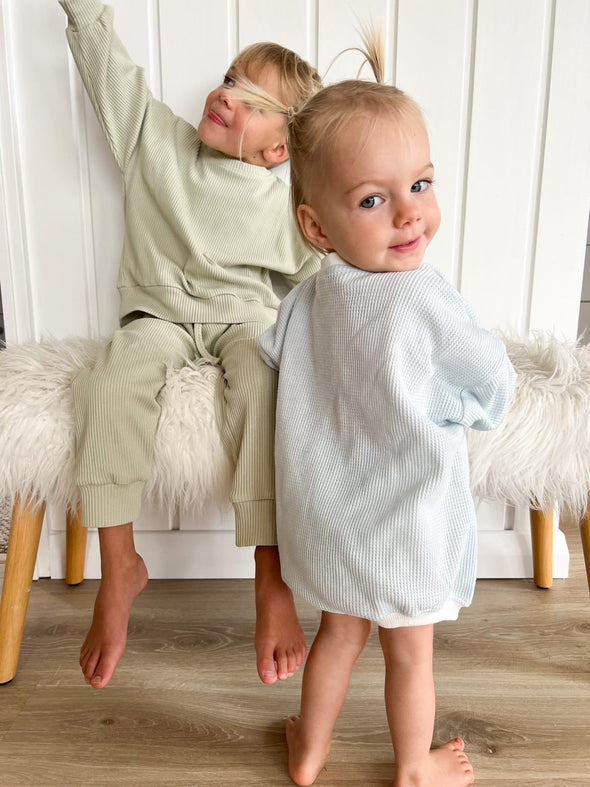 Waffle Romper - Powder Blue