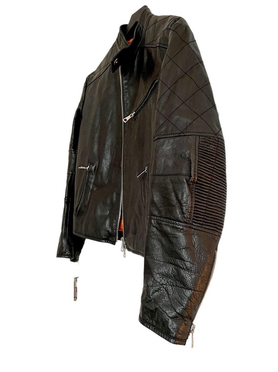 Opname ze Vrijgekomen H by TOMMY HILFIGER Vintage Black Leather Motorcross Jacket – Andy Hilfiger