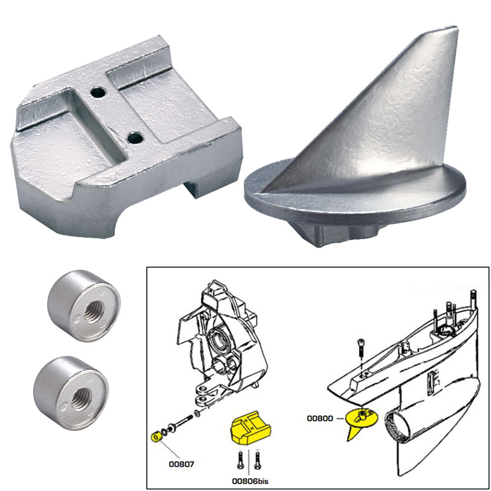 20804AL Tecnoseal Anode Kit With Hardware Mercury Bravo 2-3 Aluminum for sale online 