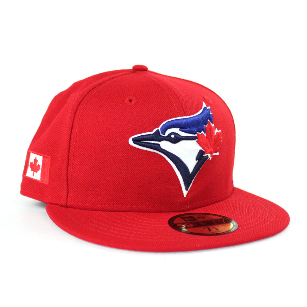 Toronto Blue Jays Canada Day New Era 59Fifty Fitted Hat (Red Gray Under Brim) Side Patch Grey
