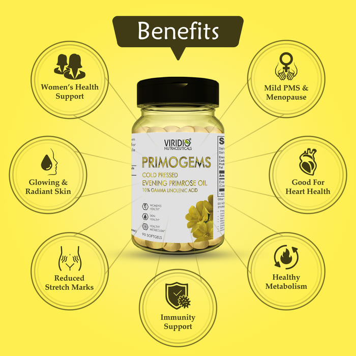 PRIMOGEMS - Evening Primrose Oil 500mg for Women's Health - 90 Softgels