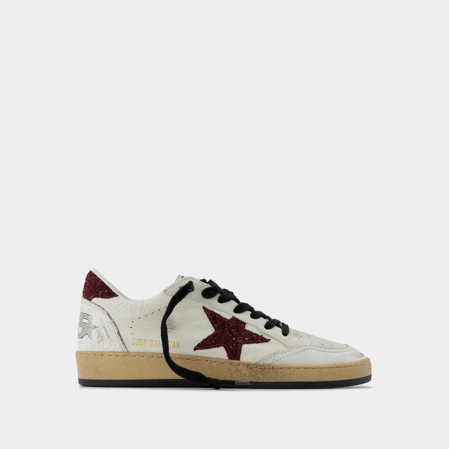 Ball Star Sneakers - Golden Goose - White/Burgundy - Rubber