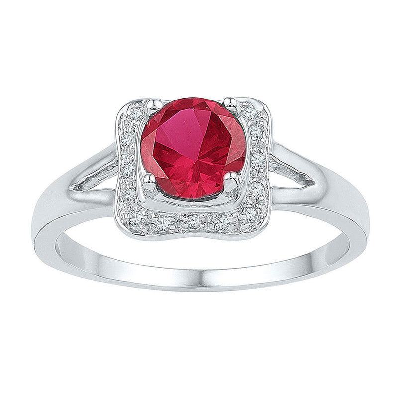 lab created ruby and diamond ring