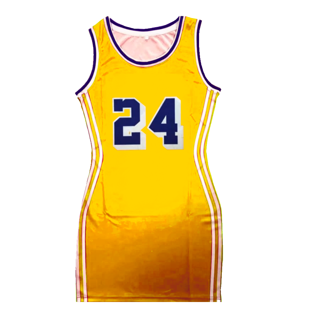 Shop Mitchell & Ness Los Angeles Lakers Jersey Dress TNMK5180-LAL99SONYELL  yellow