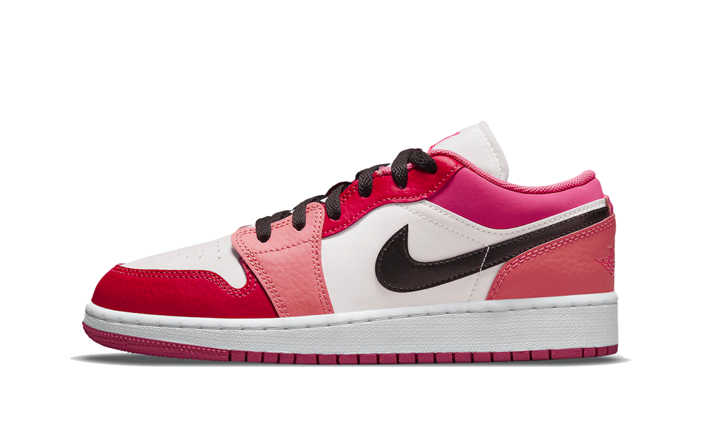 pink and red jordans