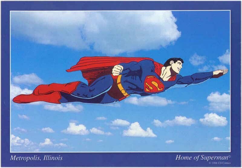 Metropolis Illinois Flying Superman Postcard 