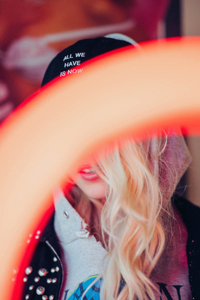 Cynda wearing the Present Dayz Hat - Photo by Larsen Sotelo
