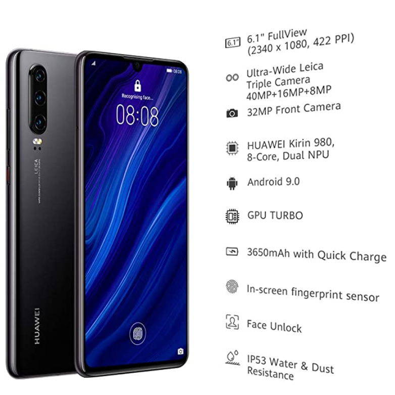 HUAWEI P30 128GB 6.1 Inch OLED Display with Leica Triple Camera, 6GB R –  Fortunes Global Technologies