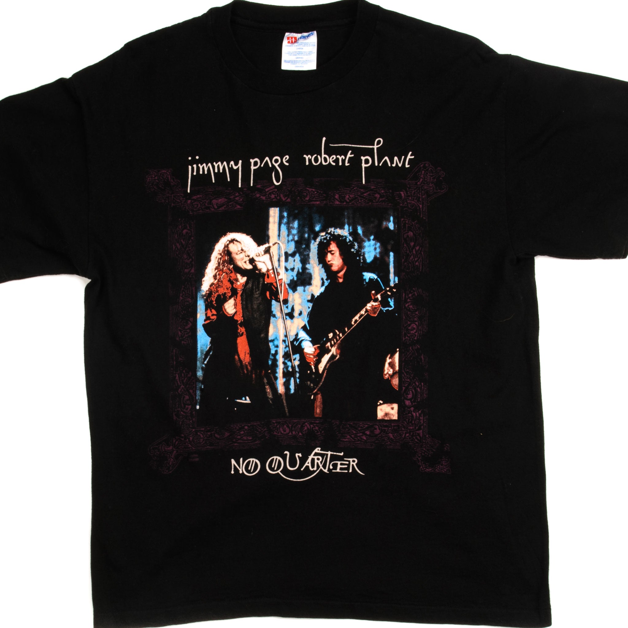 VINTAGE JIMMY PAGE AND ROBERT PLANT NO QUARTER WORLD TOUR 1995 TEE