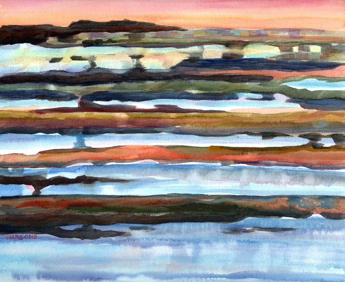 Tides of Provincetown, Cape Cod watercolor painting original, by Pamel