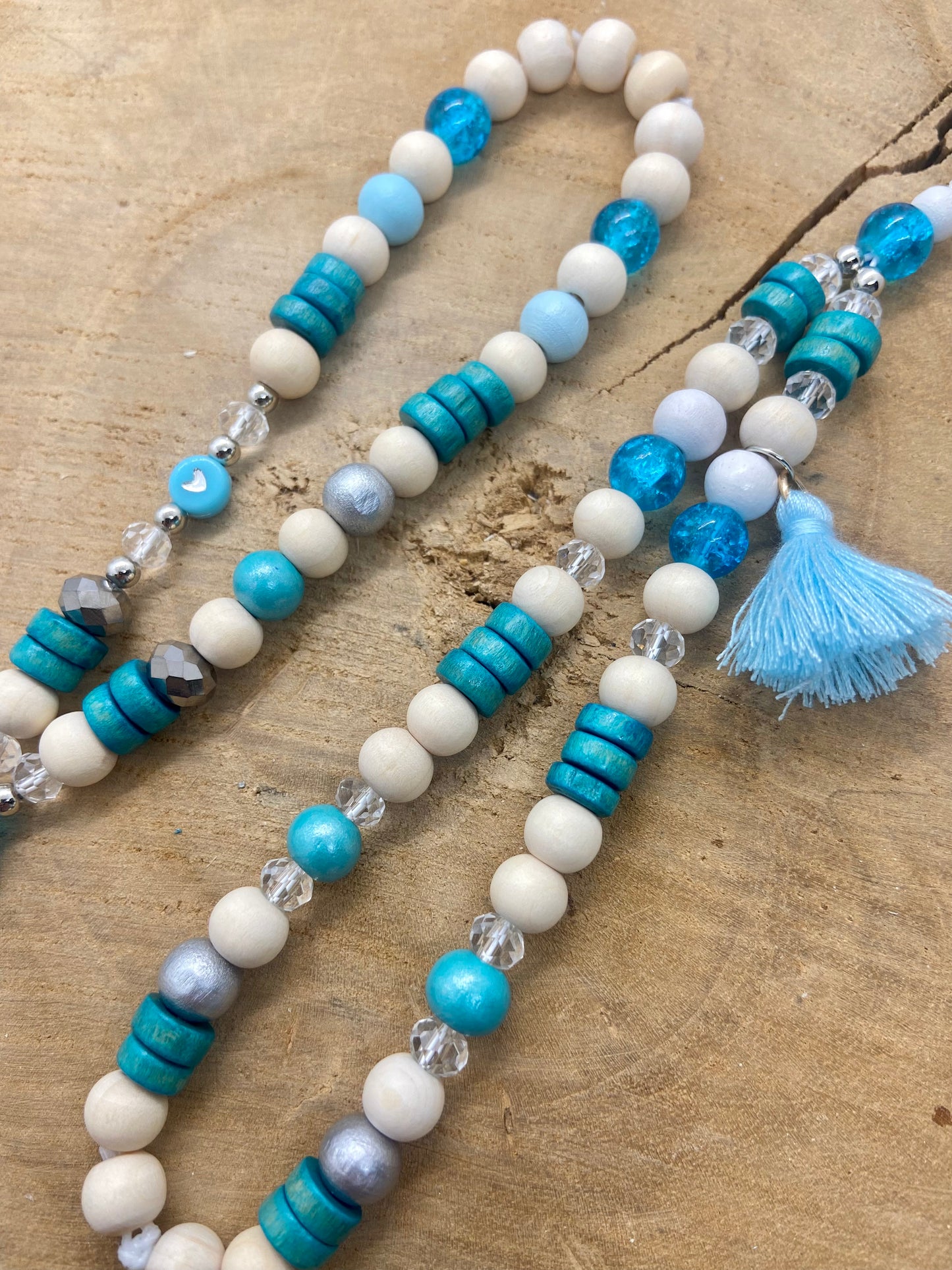 Bijoux de téléphone portable Bleu Turquoise en Bois