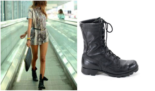 womens black military style boots