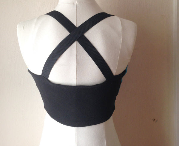Bandeau Bra Top: Lavender + Black - - Tops + Bandeaus - Bliss Joy Bull - 2