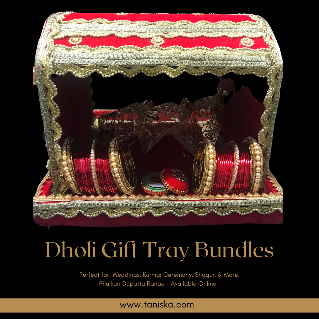 Ruby Red DHOLI Gift Tray Bundle - Perfect For Weddings, Roka, Mehndi, Shagun, Kurmai, Gifts & More
