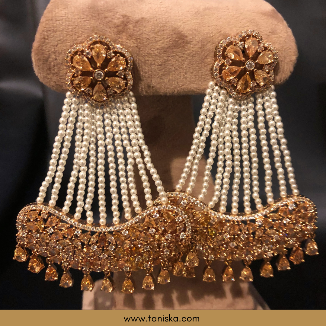 American Diamond Style Necklace Set - Rose Gold