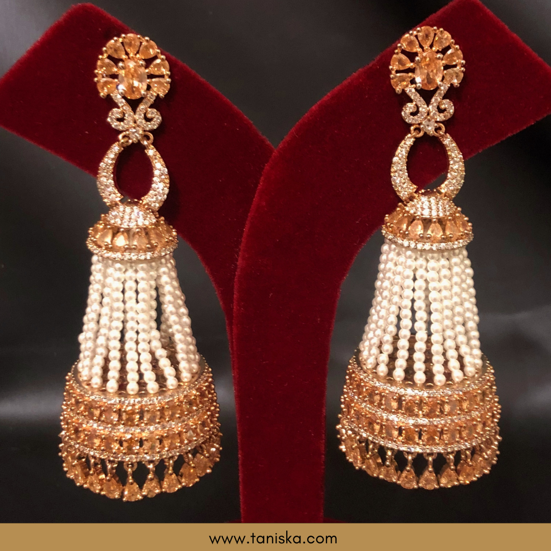 American Diamond Style Earrings - Rose Gold