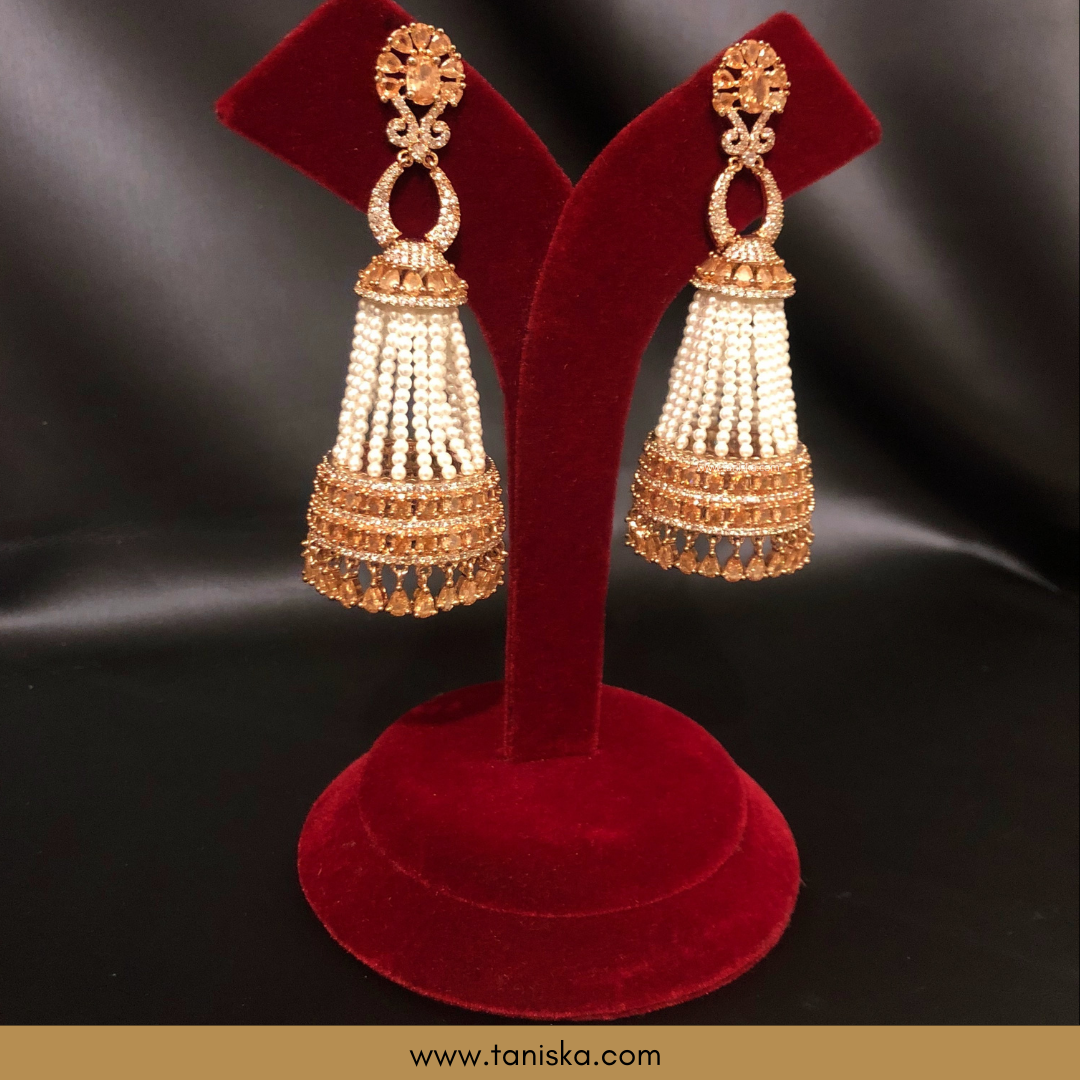 American Diamond Style Earrings - Rose Gold
