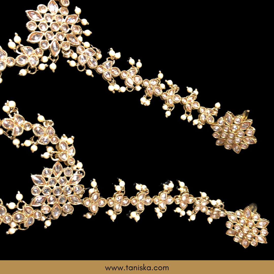 ISHRAT Antique Gold Plated Hand Harness (Pair)