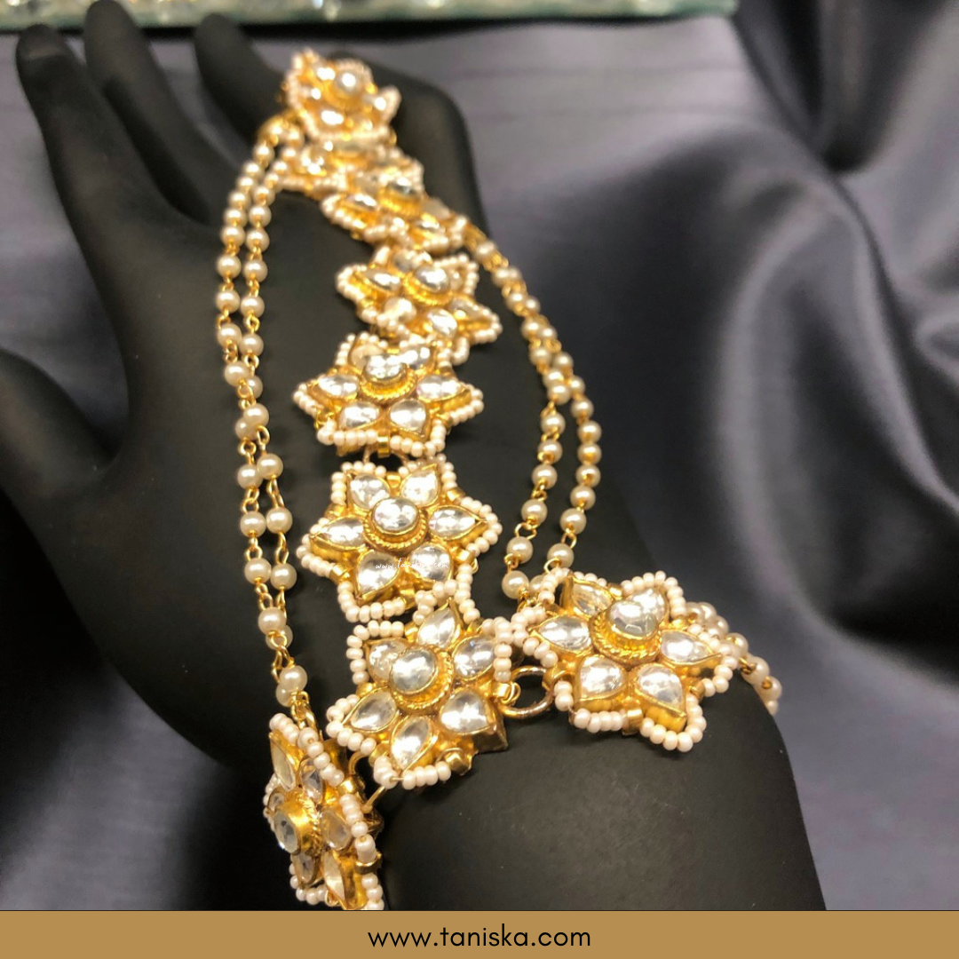 SANCHI Pachi Kundan, Pearly Hand Harness (Pair)