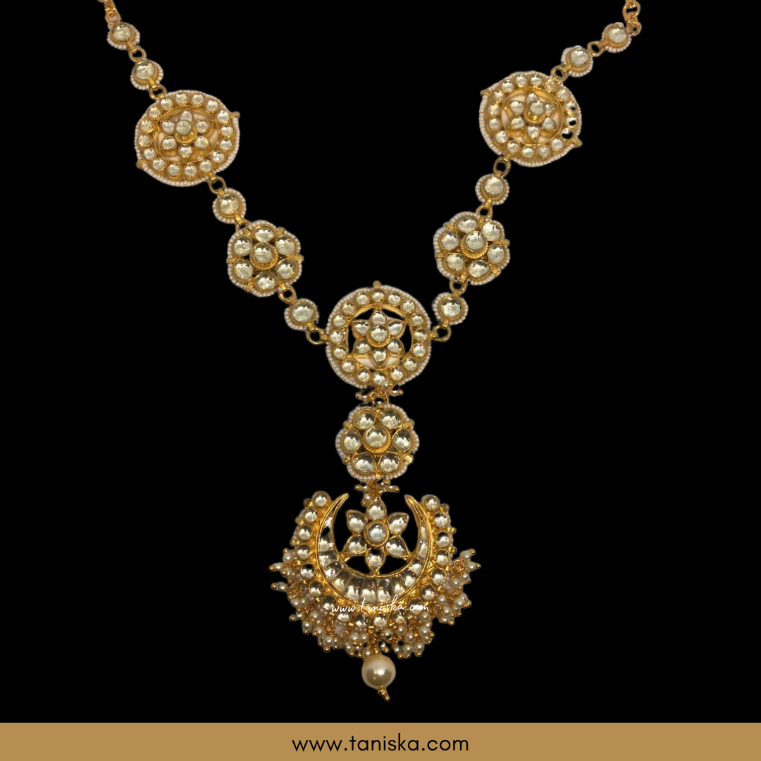 ZEVAR Golden Pachi Kundan Maatha Pati / Head Band Sheeshphool Headpieces