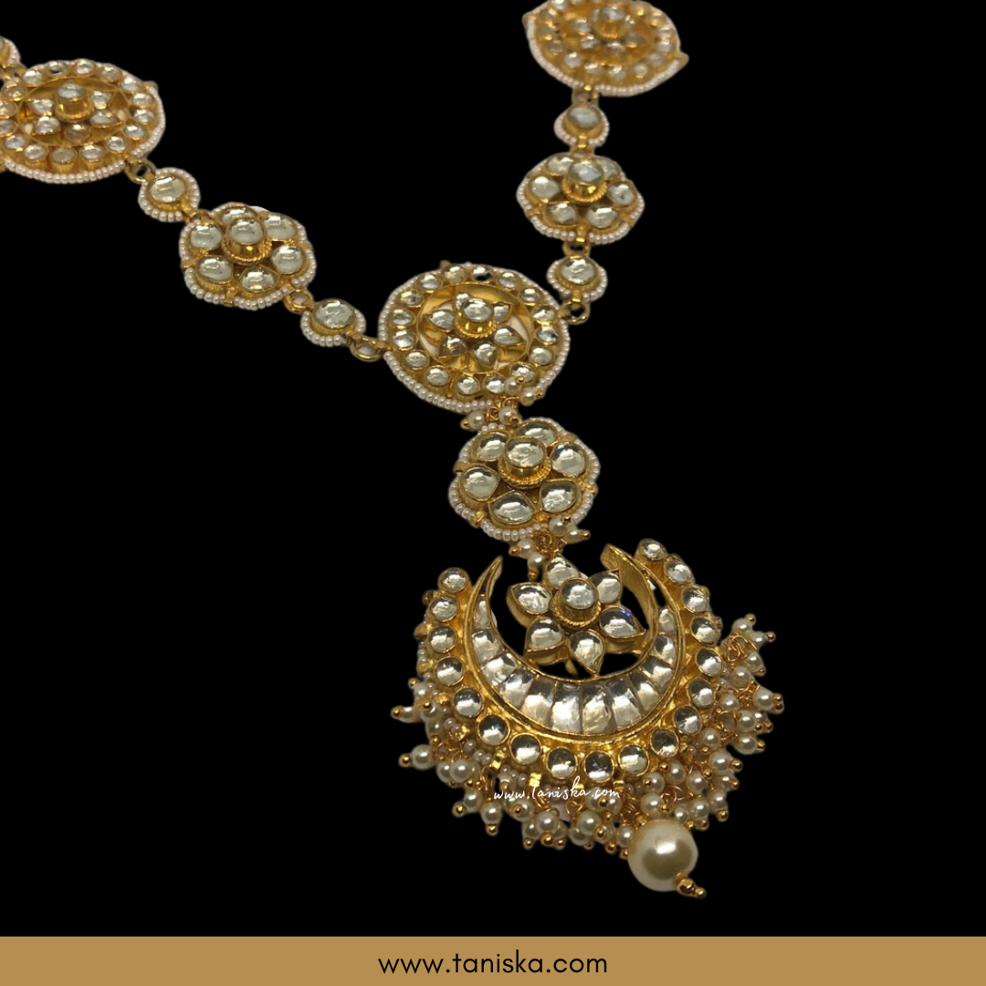 ZEVAR Golden Pachi Kundan Maatha Pati / Head Band Sheeshphool Headpieces