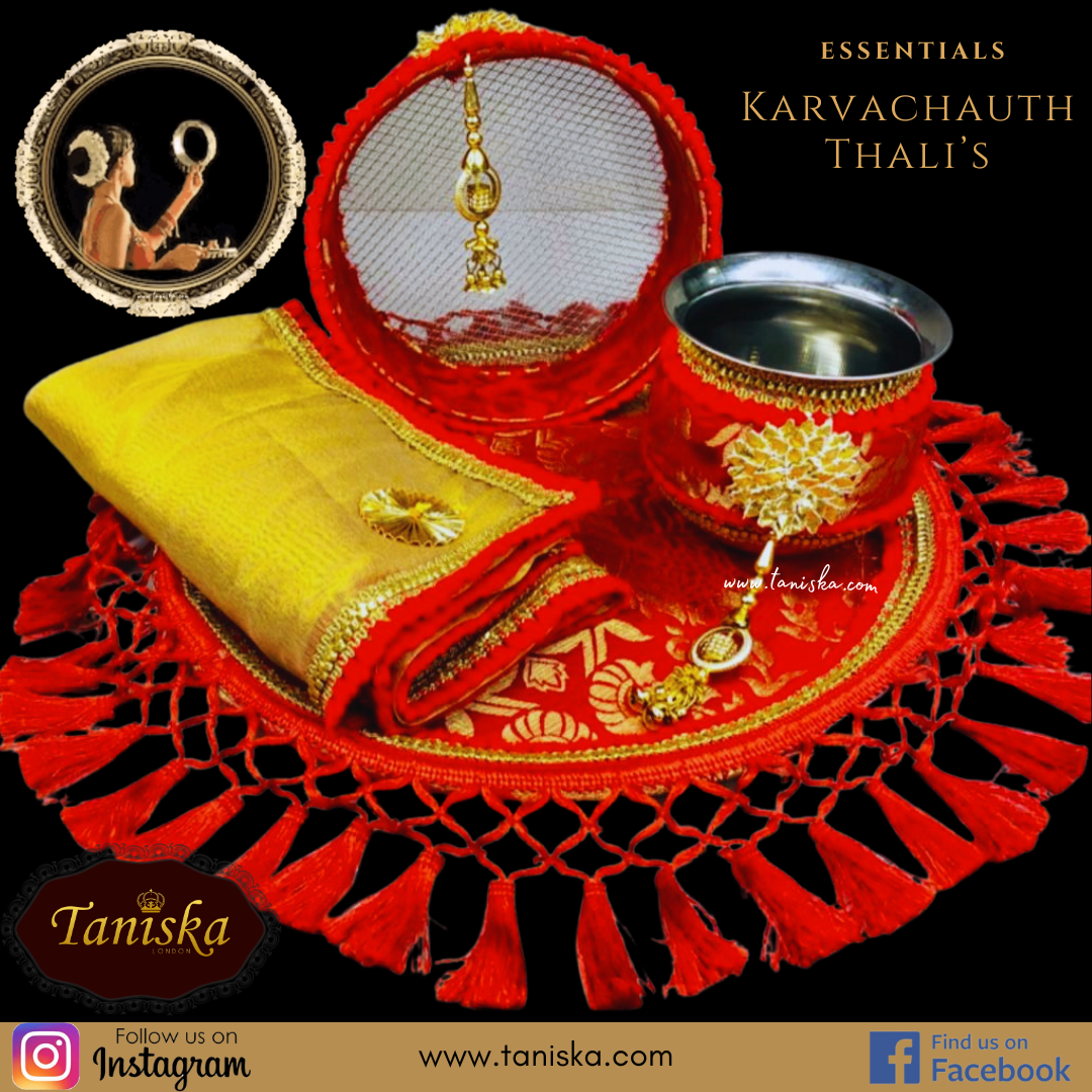 Karvachauth Thali Set (Red with Lariya, Karwa Chauth) - Available for Pre-Order